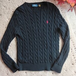 Ralph Lauren Men's Navy Cable Knit Sweater